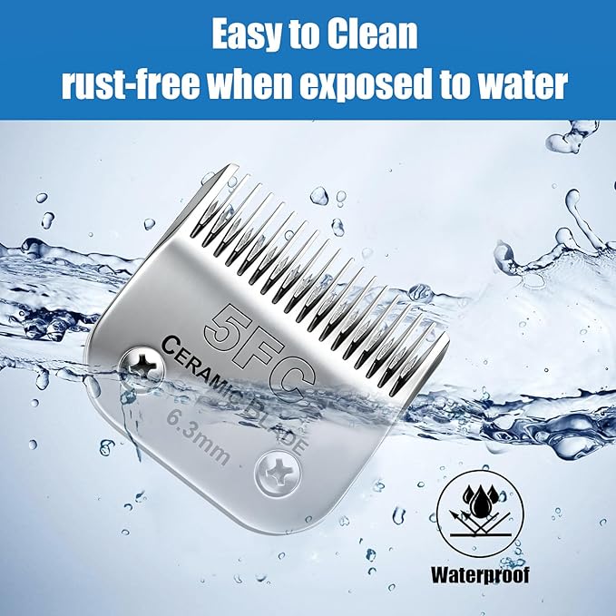 Dog Grooming Replacement Blades Compatible with Andis Dog Clipper, Dog Clipper Blades Compatible with Oster A5,Wahl KM-10 Series Dog Clipper,#5FC Blades (6.3mm)