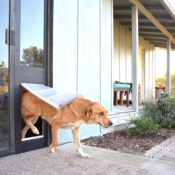 Endura Flap Thermo Panel Pet Door for Sliding Glass Doors | Heavy-Duty Aluminum Frame with Secure Locking Cover | Energy Efficient & Easy Install | Black, Large Flap, 77.25"-80.25" Slider Height