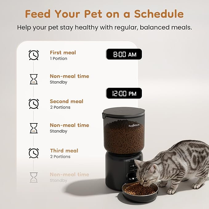 Automatic Cat Feeder with Adjustable 1080p Camera, 5G WiFi & App Control Cat Food Dispenser, Automatic Feeder Cat Dry Food with Dual Power & Voice Recording, Smart Automatic Dog Feeder Portion Control