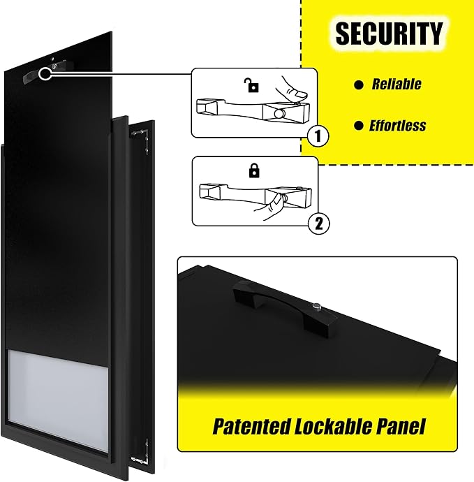 Extra Large Dog Door for Exterior Doors, Heavy Duty Aluminum Doggy Door for Extreme Weather, Cutout Size 14 1/2''W x 25 1/8''H, Giant Dog Door Up to 220 lbs, Lockable, Black