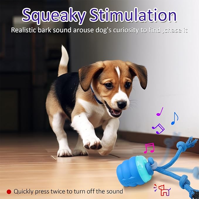Interactive Dog Toys Touch Activated Bouncing & Jumping Dog Ball with Rope, Squeaky Doggie Toys to Keep Them Busy