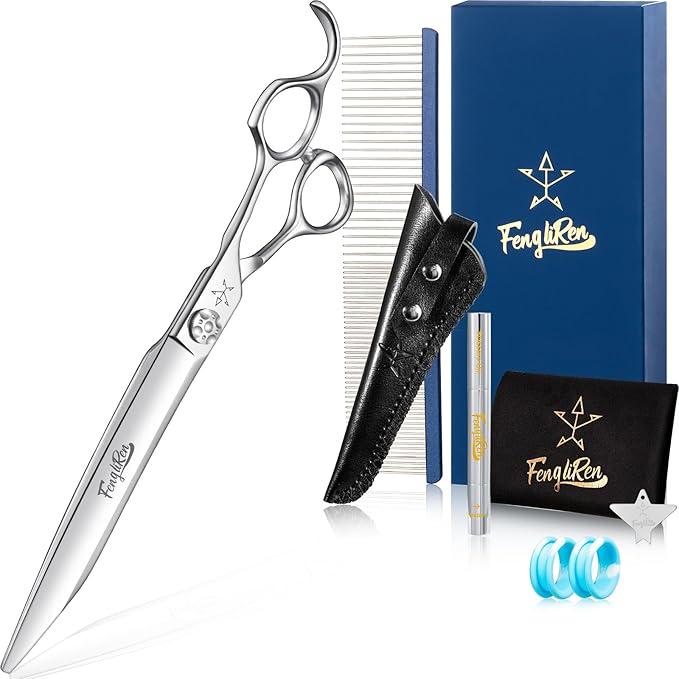 High-end Professional Dog Grooming Scissors Pet Grooming Shears 8 Inches Extremely Very Sharp Made Of Stainless Steel Alloy By Hand For Dog Cat Groomer