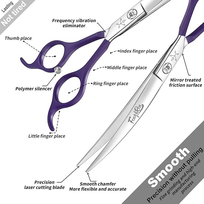 High-end Professional Dog Grooming Curved Scissors Pet Curved Shears 7 Inches Extremely Very Sharp Made Of Stainless Steel Alloy By Hand For Dog Cat Groomer