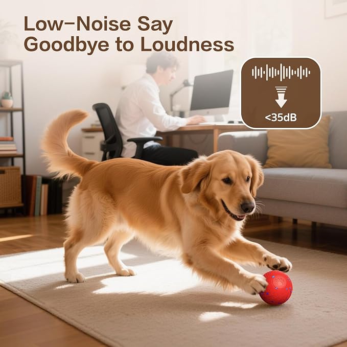 Interactive Dog Ball, Smart Interactive Dog Toys for Medium and Large Dogs, Automatic Moving, Bouncing, and Rotating Pet Balls with E-TPU Material, IP54 Waterproof Dog Toy to Keep Them Busy