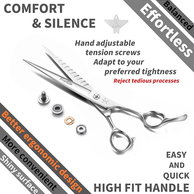 High-end Professional Dog Grooming Scissors Pet Grooming Shears 7.5 Inches Extremely Very Sharp Made Of Stainless Steel Alloy By Hand For Dog Cat Groomer