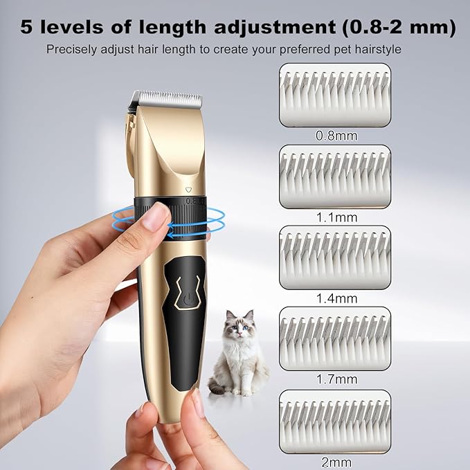 4 Pack Dog Grooming Clippers Low Noise Electric Quiet Adjustable Comb Rechargeable Cordless Suitable for Dogs Cats Pets