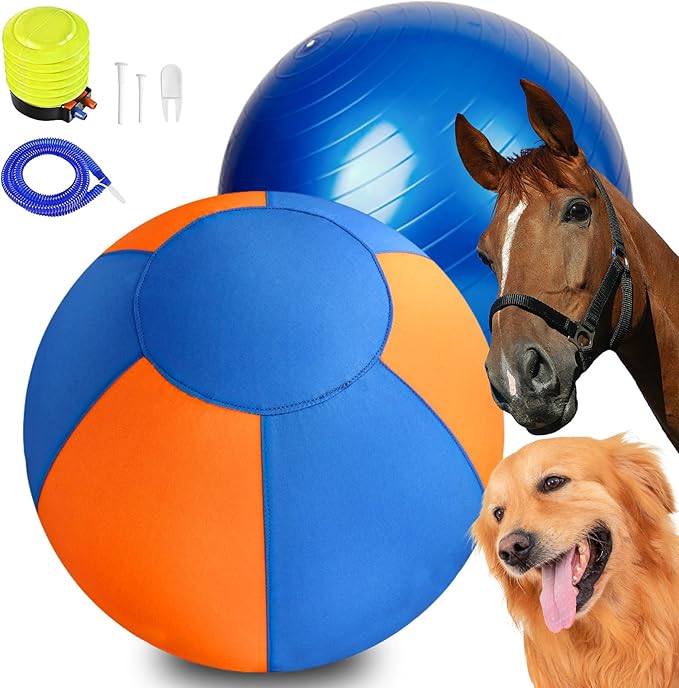 18" Herding Ball for Dogs - Upgraded Chew-Resistant Double-Layer Material Durable Waterproof Dog Toy Suitable for Australian Shepherds, Cattle Dogs, Sheepdogs (Orange+Blue)