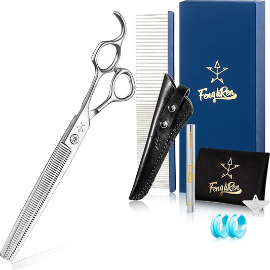 High-end Professional Dog Grooming Thinning Scissors Teeth Cutting Blending Shears Pet Texturizing Shears 7.5 Inch Extremely Very Sharp Stainless Steel Alloy For Cat Other Animals Groomer