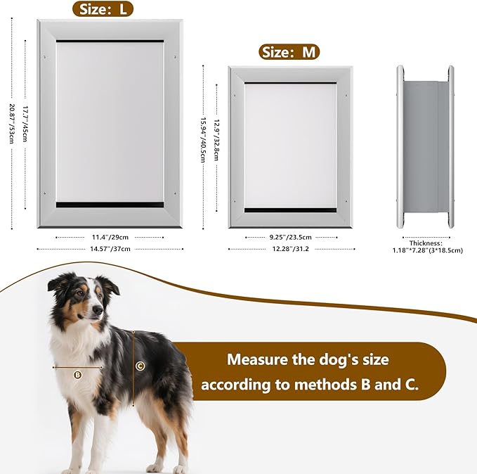 Ownpets Aluminum Large Dog Door for Wall and Door, Double Flap Energy Efficient, Lockable Pet Door, Heavy Duty Doggy Door for Dogs Up to 100lbs