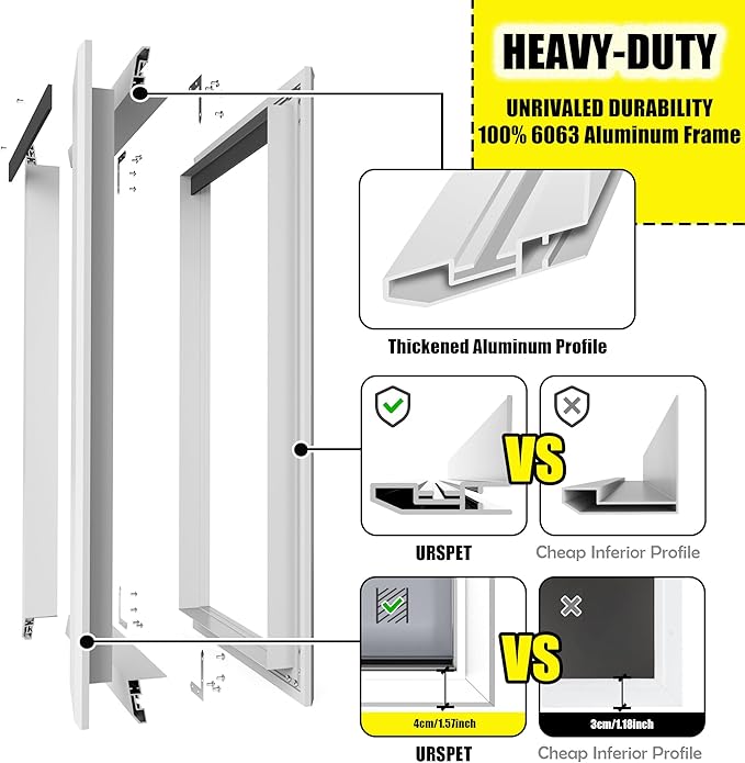 Extra Large Dog Door for Exterior Doors, Heavy Duty Aluminum Doggy Door for Extreme Weather, Cutout Size 14 1/2''W x 25 1/8''H, Giant Dog Door Up to 220 lbs, Lockable, Sliver