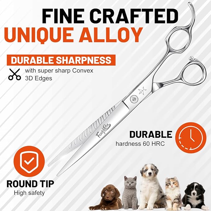 High-end Professional Dog Grooming Scissors Pet Grooming Shears 7.5 Inches Extremely Very Sharp Made Of Stainless Steel Alloy By Hand For Dog Cat Groomer