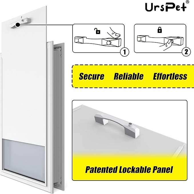 Aluminum Large Dog Door for Exterior Doors, Cutout Size 12.2''W x 18''H, Heavy Duty for Extreme Weather, Energy-Saving, Easy to Assemble, Dog Door for Dogs Up to 100 lbs, Lockable Sliver (L)