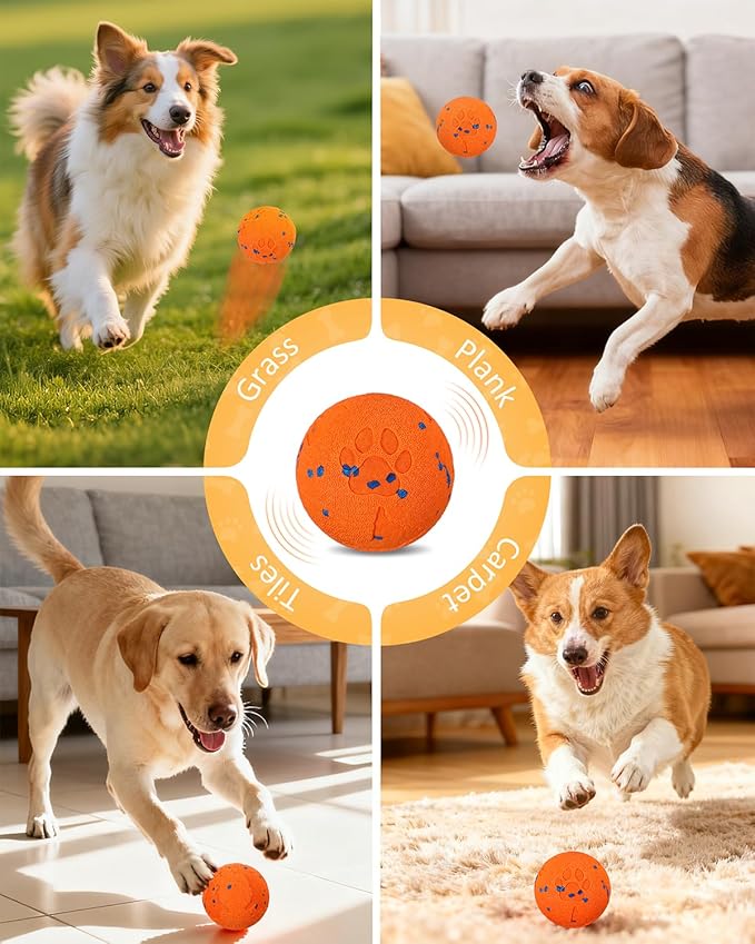 Interactive Dog Toys & Interactive Dog Ball for Medium/Large Dogs: Self-Moving, Auto-Vibrating & Bouncing Smart Ball - Chew-Resistant E-TPU, Low-Noise & IPX7 Waterproof
