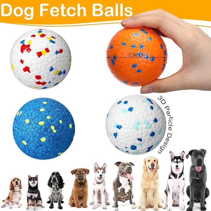 Jenaai 12 Pcs Dog Balls for Aggressive Chewers Tennis Ball 2.9 Inch Indestructible Durable Bouncy Floating Toys Interactive Dog Toys for Large Medium Small Dogs and Puppies(Novel Color)