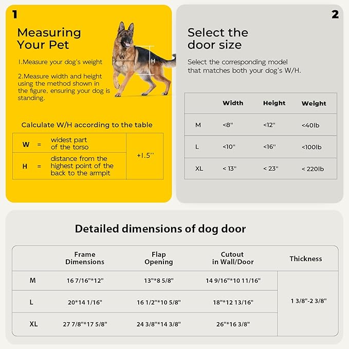 Large Dog Door for Door,Metal Dog Door with Locking Panel,Doggie Doors for Large Dogs with Magnetic Flap,Anti Theft Design,Fit Exterior/Interior Doors,Easy Installation(L)