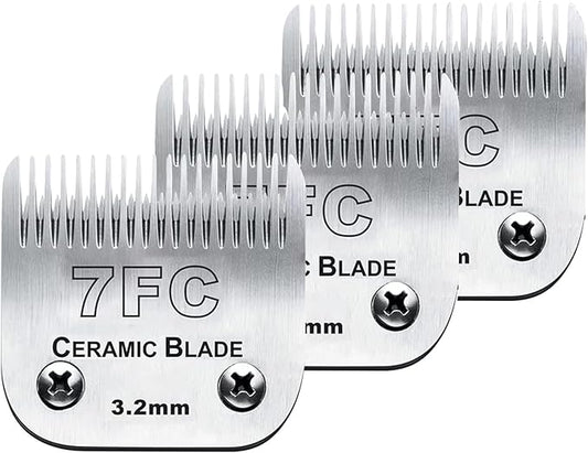 Audoc 3PCS 7FC Blades for Dog Grooming Blades Compatible with Andis,Oster A5,Wahl km10 Dog Clippers,Size-7FC, 1/8-Inch (3.2mm) Cut Length (3pcs #7FC (3.2mm))