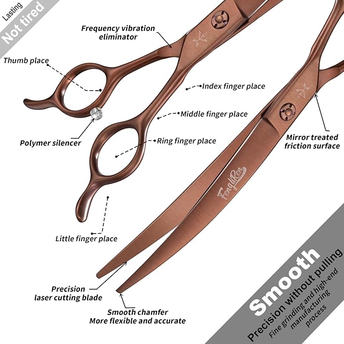 High-end Professional Dog Grooming Curved Scissors Pet Curved Shears 7.5 Inches Extremely Very Sharp Made Of Stainless Steel Alloy By Hand For Dog Cat Groomer