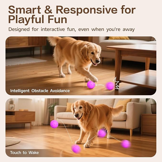 Interactive Dog Ball, Smart Interactive Dog Toys for Medium and Large Dogs, Automatic Moving, Bouncing, and Rotating Pet Balls with E-TPU Material, IP54 Waterproof Dog Toy to Keep Them Busy