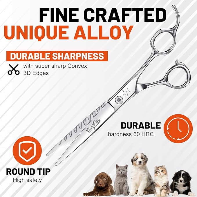 High-end Professional Dog Grooming Scissors Pet Grooming Shears 7 Inches Extremely Very Sharp Made Of Stainless Steel Alloy By Hand For Dog Cat Groomer