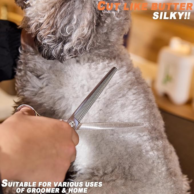 High-end Professional Dog Grooming Thinning Scissors Teeth Cutting Blending Shears Pet Texturizing Shears 7.5 Inch Extremely Very Sharp Stainless Steel Alloy For Cat Other Animals Groomer