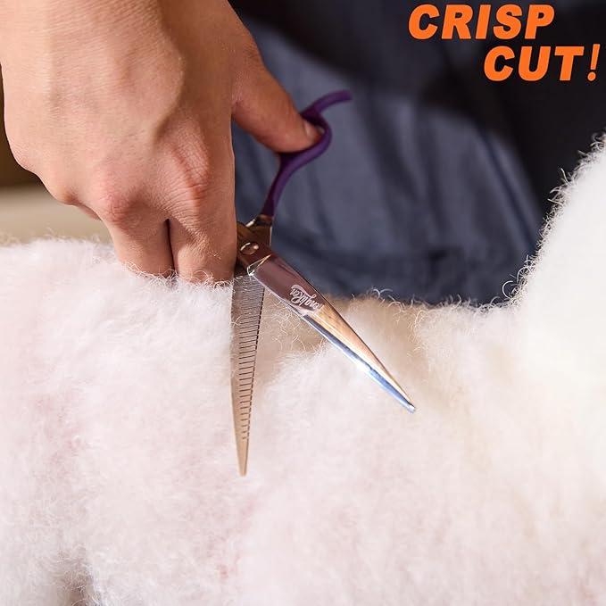 High-end Professional Dog Grooming Curved Thinning Scissors Teeth Blending Shears Pet Texturizing Thinner Blender Shears 7 Inch Extremely Very Sharp Made Of Stainless Steel Alloy For Dog Cat Groomer