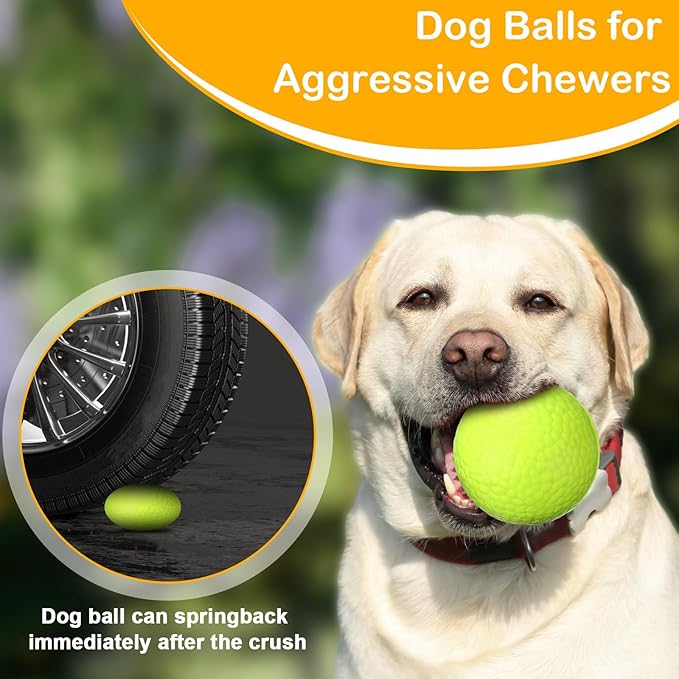 Jenaai 12 Pcs Dog Balls for Aggressive Chewers Tennis Ball 2.9 Inch Indestructible Durable Bouncy Floating Toys Interactive Dog Toys for Large Medium Small Dogs and Puppies(Bright Color)