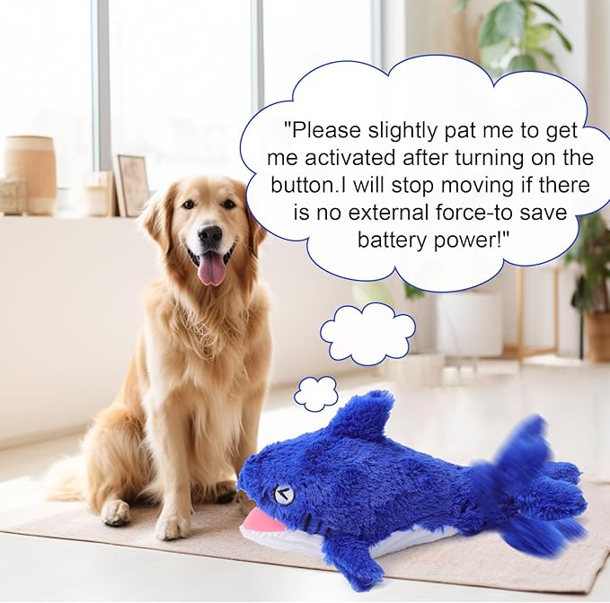 Mity rain 2 in 1 Interactive Dog Toys, Shark Dog Toy to Keep Them Busy, Plush Squeaky Dog Toy, Rechargeable Wiggly Fish for Small Medium Large Dogs, Moving Dog Toys for Indoor&Outdoor