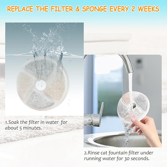 12 Set Cat Water Fountain Filter Replacement for Square 2.2L/73oz Pet Dog Fountain, Triple Filtration Replacement Filters(12+12+12)