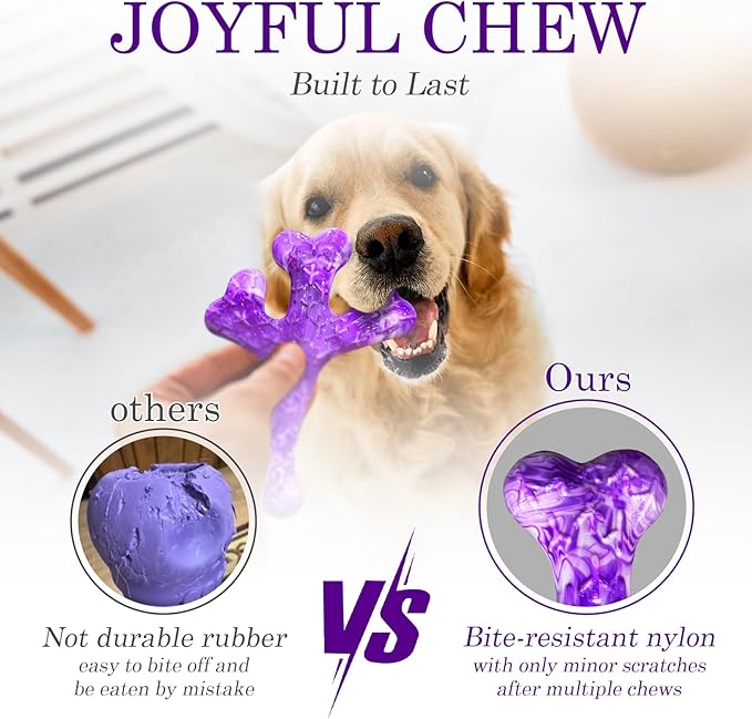 Dog Toys for Aggressive Chewers: Dog Chew Toys 6 Pack Beef Flavored Indestructible Toy, Easy to Use & Clean, Tough Nylon Chew Bone for 20-70 lbs Medium and Large Dogs