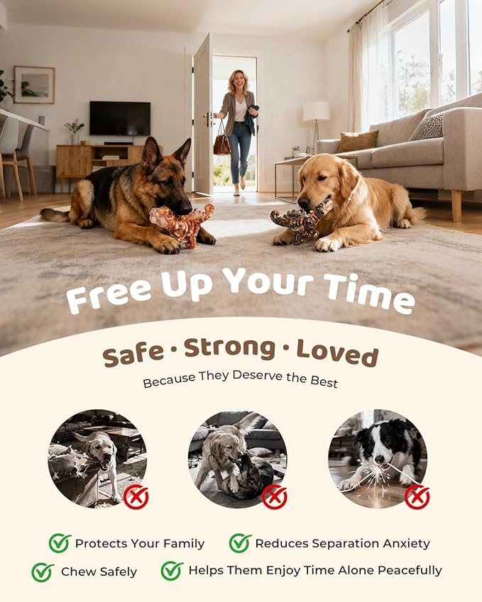 Dog Toys for Aggressive Chewers: 2 Pack Indestructible Dog Toy for Large Medium Dogs, Strong Dog Chew Toys to Keep Them Busy, Tough Dog Toys Dental Care Reduce Boredom Anxiety, Bacon Flavor