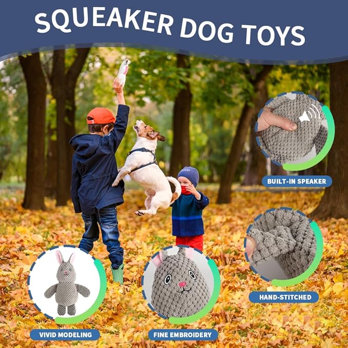 Act boldly 5-Pack Squeaky Dog Toys – Durable Animal-Shaped Plush Chew Toys for Dogs, Handmade Interactive Puppy Toys with Squeaker, Perfect for Reducing Destructive Behavior