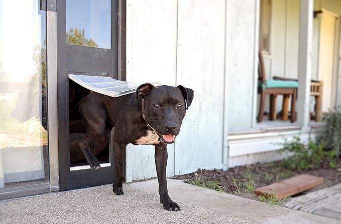 Endura Flap Thermo Panel Pet Door for Sliding Glass Doors | Heavy-Duty Aluminum Frame with Secure Locking Cover | Energy Efficient & Easy Install | Black, Large Flap, 93.25"-96.25" Slider Height