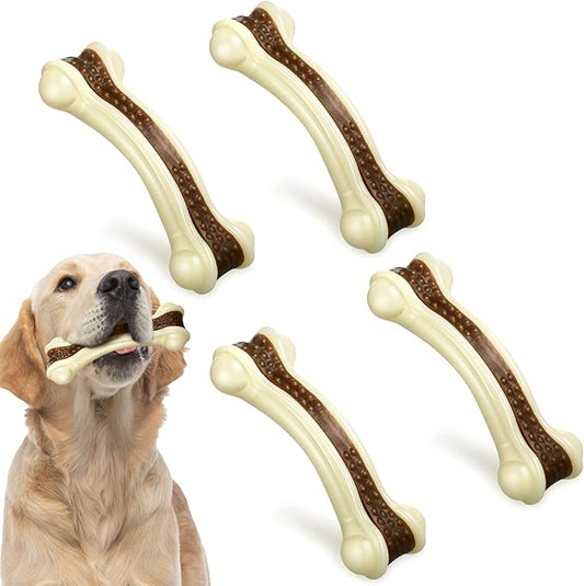 Sosation Dog Toys for Aggressive Chewers Indestructible Nylon Dog Bones Beef Flavor Teething Chew Toys Bones for Large Puppies