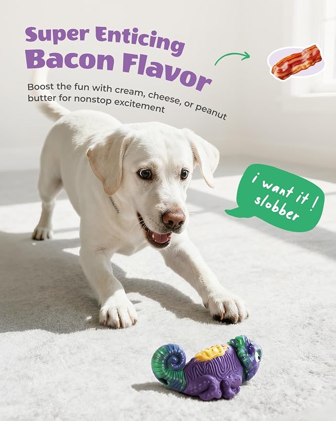 Dog Toys for Aggressive Chewers: Squeaky Dog Chew Toys for Medium & Large Dogs, Indestructible Dog Toy to Keep Them Busy, Easy to Use and Clean, Teeth Cleaning, Bacon Flavor