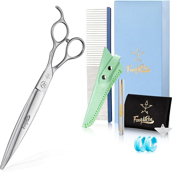 High-end Professional Dog Grooming Scissors Pet Grooming Shears 7.5 Inches Extremely Very Sharp Made Of Stainless Steel Alloy By Hand For Dog Cat Groomer