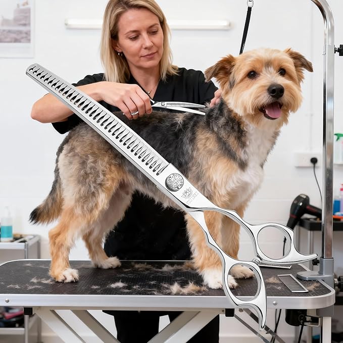 Curved Chunkers Shears Dog Grooming Professional 7.5 in Chunkers Scissors for Dogs Japan VG10 Stainless Steel Pet Grooming Thinning Scissors for Cut for Dogs and Cats.