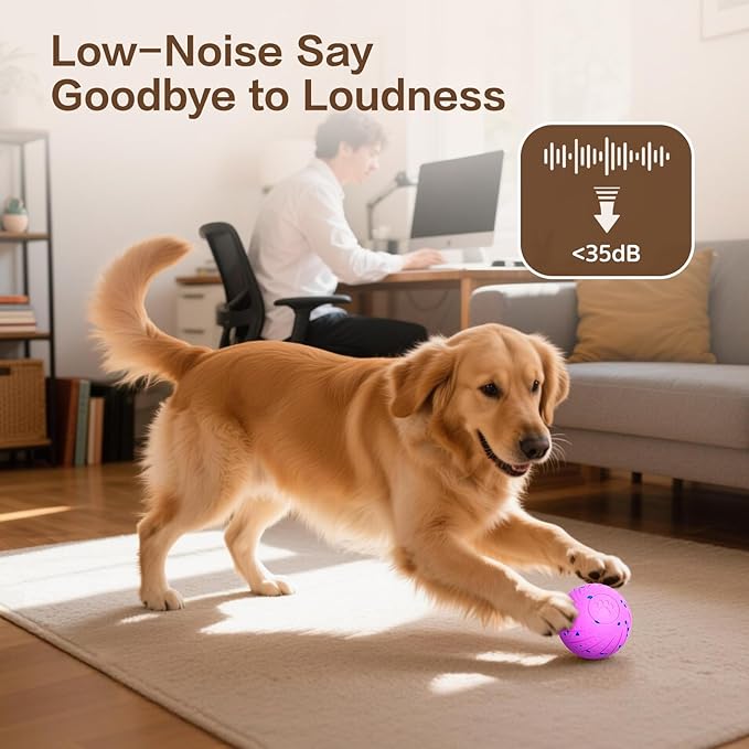 Interactive Dog Ball, Smart Interactive Dog Toys for Medium and Large Dogs, Automatic Moving, Bouncing, and Rotating Pet Balls with E-TPU Material, IP54 Waterproof Dog Toy to Keep Them Busy