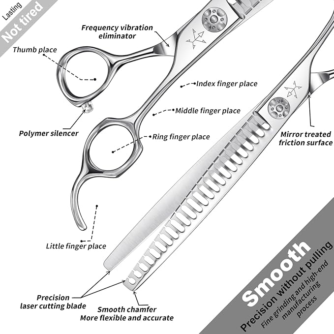 High-end Professional Dog Grooming Thinning Scissors Teeth Cutting Blending Shears Pet Texturizing Shears 8 Inch Extremely Very Sharp Stainless Steel Alloy For Cat Other Animals Groomer