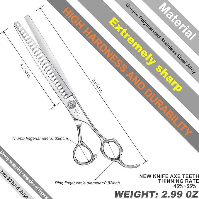High-end Professional Dog Grooming Thinning Scissors Teeth Cutting Blending Shears Pet Texturizing Shears 8 Inch Extremely Very Sharp Stainless Steel Alloy For Cat Other Animals Groomer