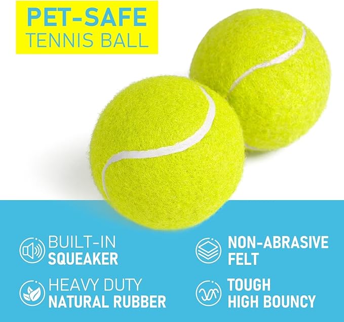 Prime Pets Dog Tennis Balls 12 Pack, 2.5” Durable High-Bounce Tennis Balls for Dogs, Dog Toy Ball for Fetch & Training, Outdoor & Indoor Interactive Dog Ball for Small and Medium Dogs