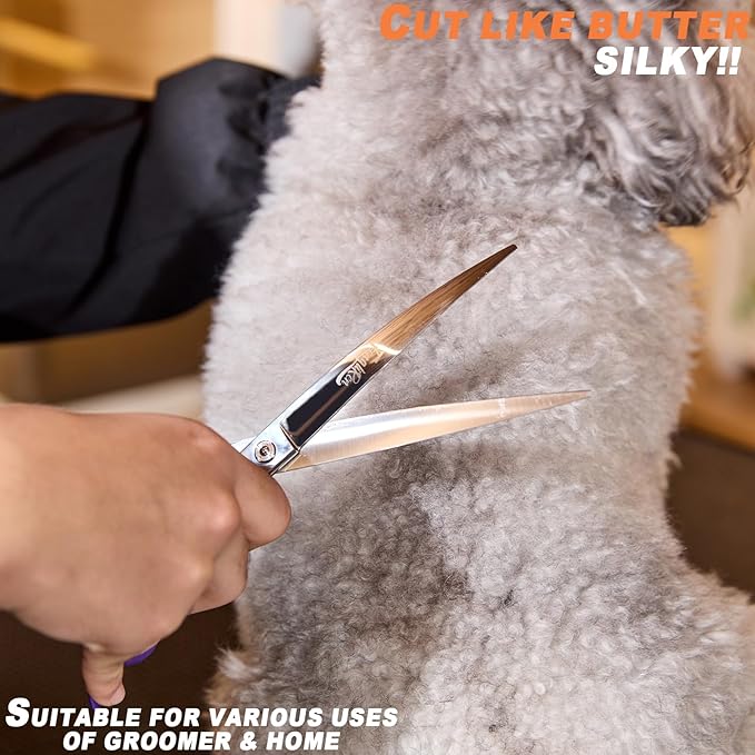 High-end Professional Dog Grooming Curved Scissors Pet Curved Shears 8 Inches Extremely Very Sharp Made Of Stainless Steel Alloy By Hand For Dog Cat Groomer