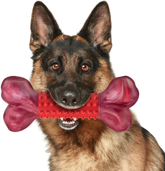 Apasiri Tough Dog Toys for Aggressive Chewers Beef Flavor: 8" Dog Chew Bone for Large Breed, Nylon & Rubber Chew Toy for Medium Large Dogs