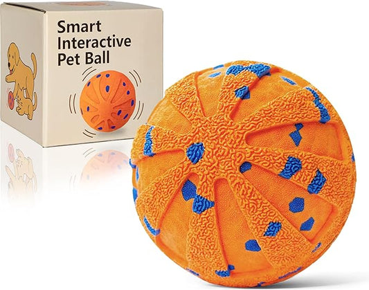 Interactive Dog Toys Ball, Moving Dog Toys to Keep Them Busy, Automatic Self Rolling & Bouncing, Soft E-TPU Material IPX7 Waterproof, Enrichment for Small Medium Large Breeds, Orange