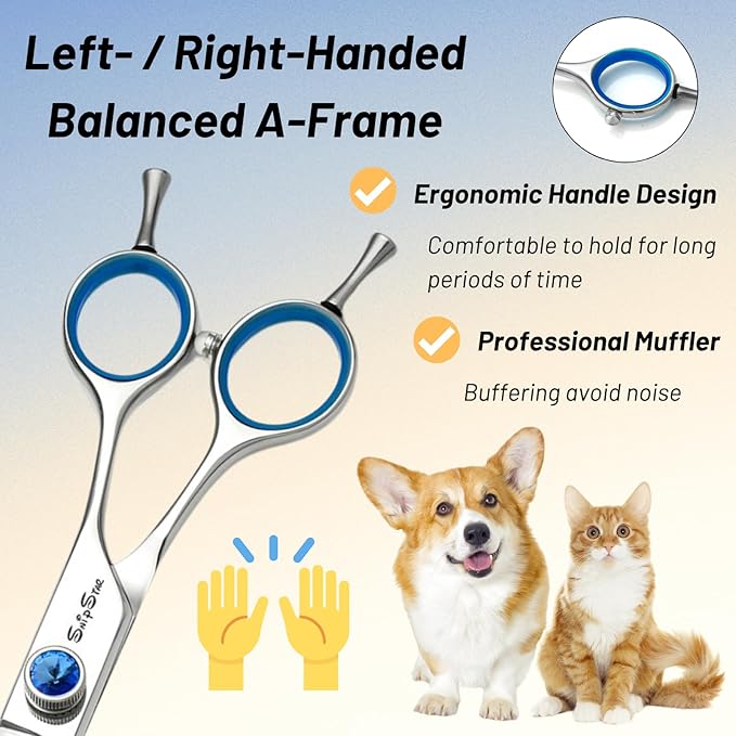 7.5inch 25° Curved Dog Grooming Scissors Professional, Japanese VG10 Stainless Steel Sharp, Comfortable Dog Scissors for Grooming Groomer, Ergonomic Handle, Pet Cutting Shears for Dogs Cats Face Paws