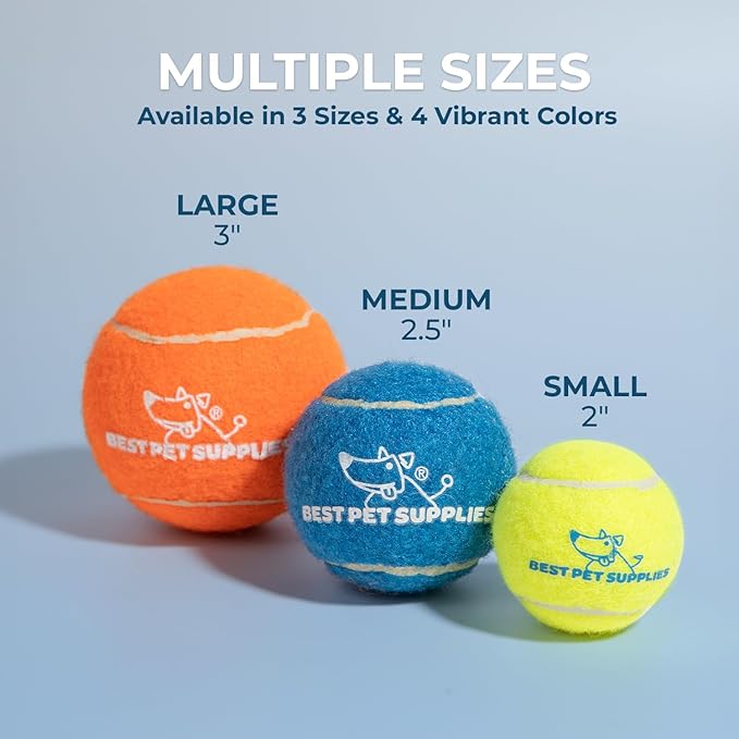 Best Pet Supplies Interactive Squeaky Dog Chew Toy, Ideal Dog Toys for Chewers, Small, Medium & Large Dogs, and Fetch Lovers - Tennis (Assorted Color), Medium (Pack of 4)