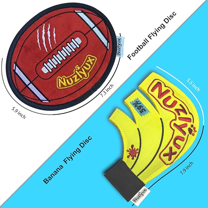 Squeaky Plush Dog Toys: Football & Banana Set，Long-Lasting Chew Toy for Teething Puppies, Puppy Toys to Keep Them Busy,Stuffing Dog Toys,Party and Birthday Gift