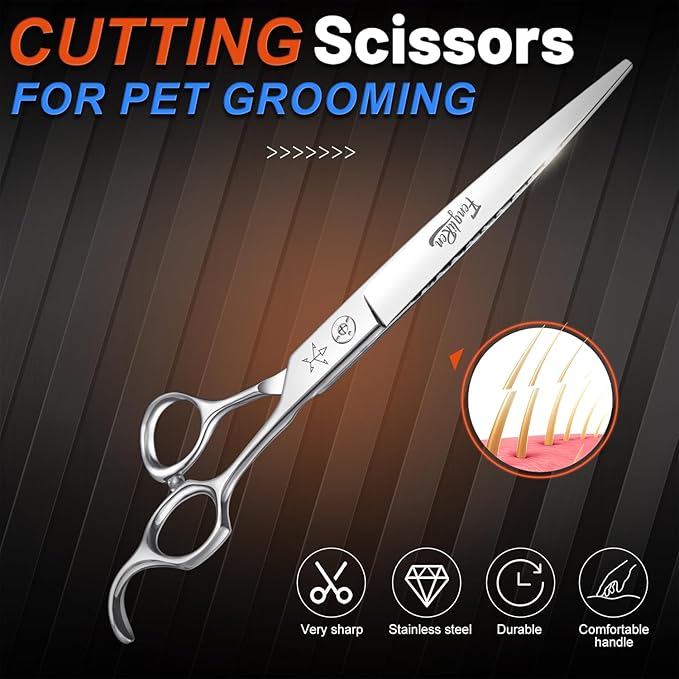 High-end Professional Dog Grooming Scissors Pet Grooming Shears 7.5 Inches Extremely Very Sharp Made Of Stainless Steel Alloy By Hand For Dog Cat Groomer