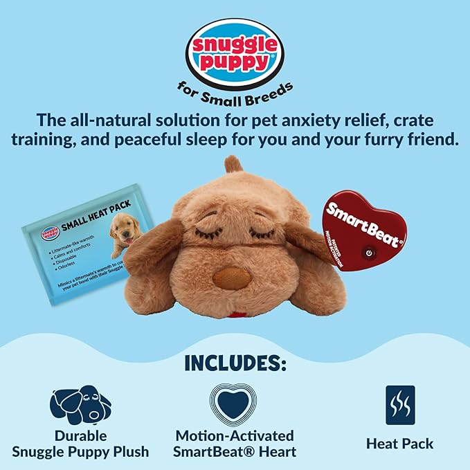 Snuggle Puppy Original Dog Toy for Small Breeds - Heartbeat Puppy for Dogs - Pet Anxiety Relief and Calming Aid - Comfort Dog Toys for Behavioral Training. Heat Pack not Included