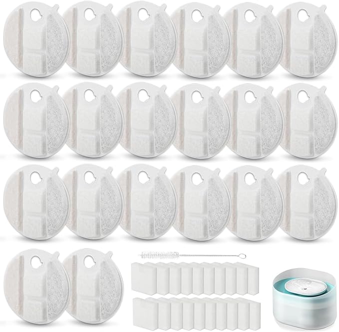 12 Pack Dog Water Fountain Replacement Filters for Petlibro Capsule Dog Fountain PLWF008,Pet Water Fountain Filter with Replacement Pre-Filter Pump Sponges.