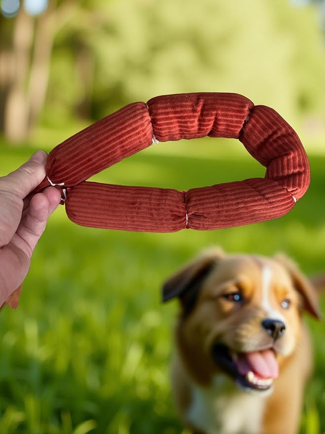 Lokum Handmade Plush Sausage Dog Toy – Durable, Soft, Squeaky-Free Chew Toy for Small and Medium Dogs, Eco-Friendly Material